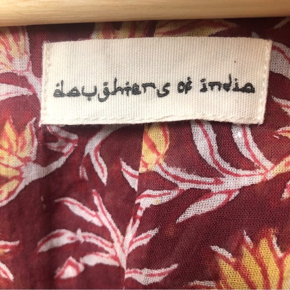 DAUGHTERS OF INDIA Kyra Midi Dress Sumac Cotton Block Print Beachy Boho 2XL XXL - Picture 8 of 9